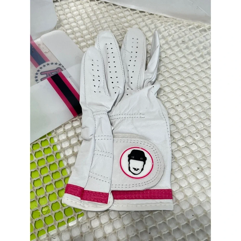 Barstool Sports Pink Whitney Golf Glove White Pink Leather Left Hand M/L NEW